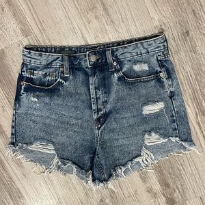 Distressed High Waisted Jean Shorts